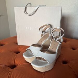 Copper Key Women's Daybreak Leather Ankle Strap Platform Wedges